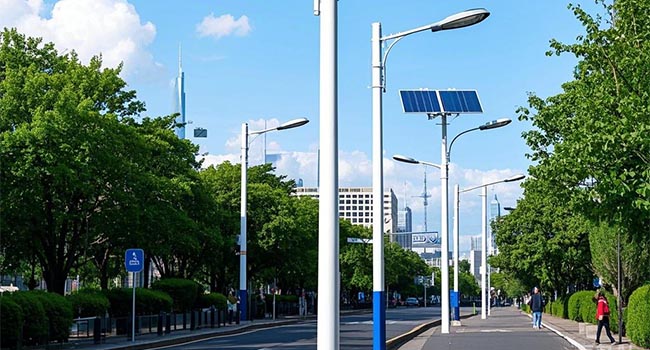 Solar street lights in modern cities
